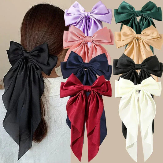 Elegant Satin Hair Bow Clips