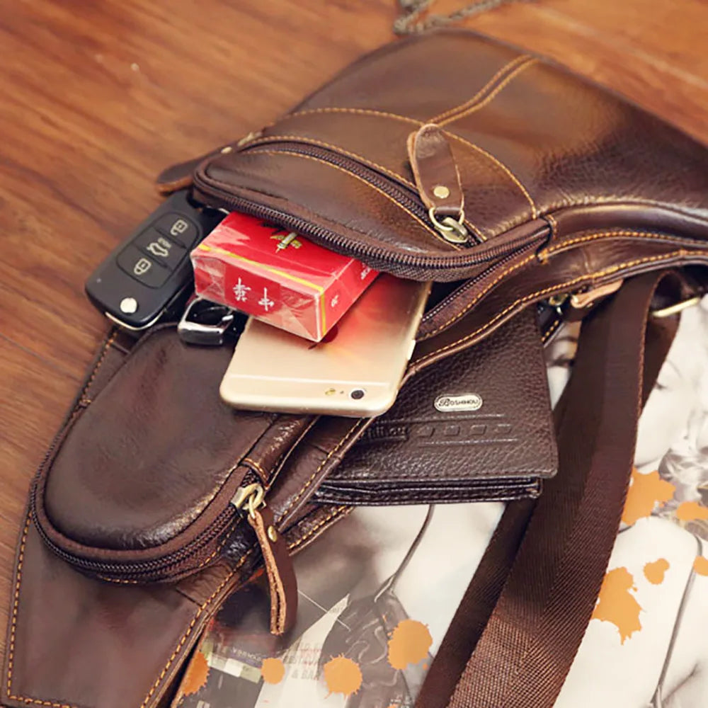 Retro Leather Sling Backpack