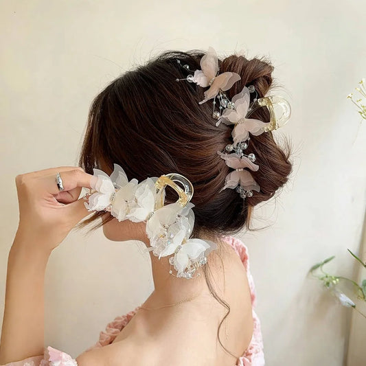 Elegant Pearl Bow Hair Clips