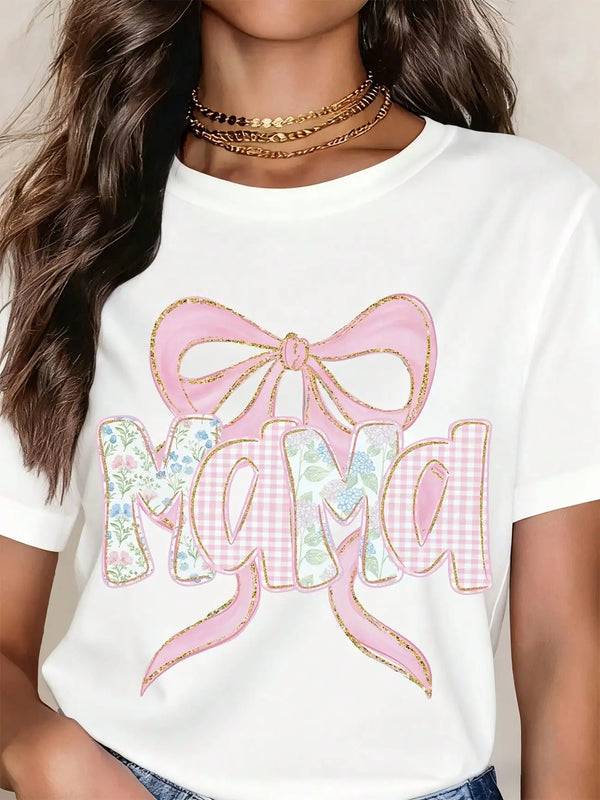 Chic Pink Bow MAMA Tee