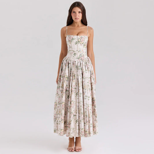 Elegant White Floral Midi Dress
