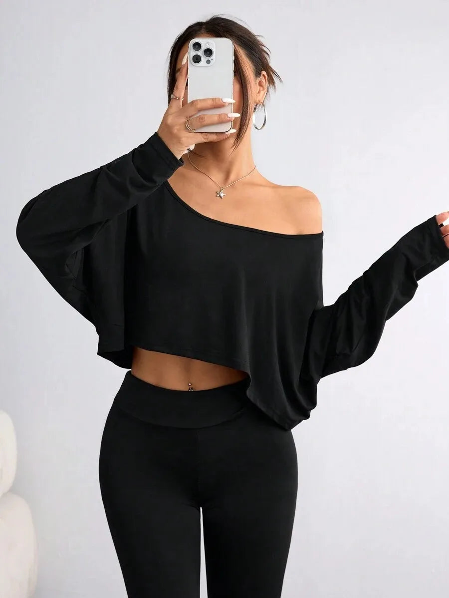Stylish Black Asymmetrical Top